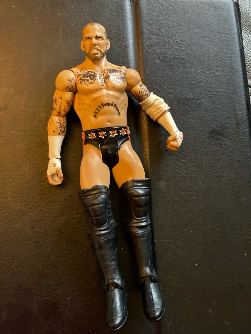 WWE Action Figure - Flesh Skin Tone, Black Boots & Star-Accented Black Trunks